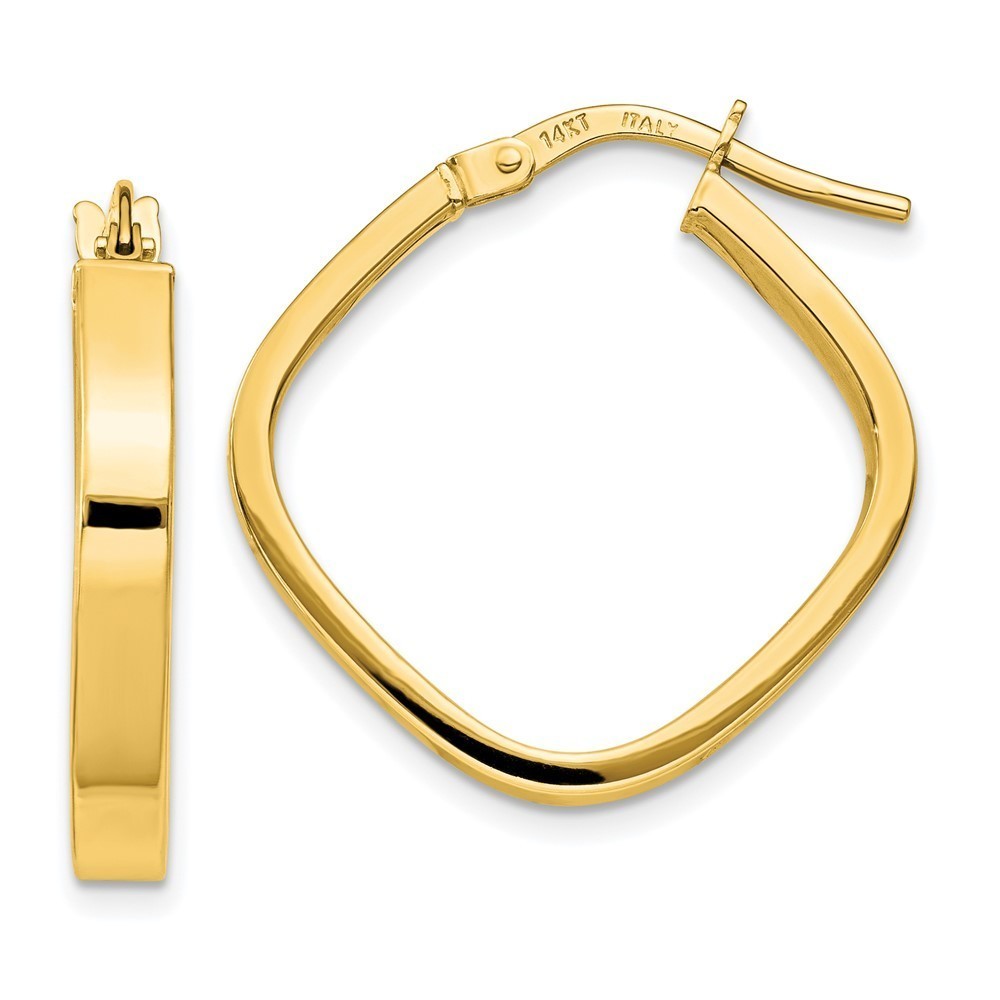 14k Yellow Gold Flat Edge Square Hoop Earrings 27.25 L x 27.35 mm W